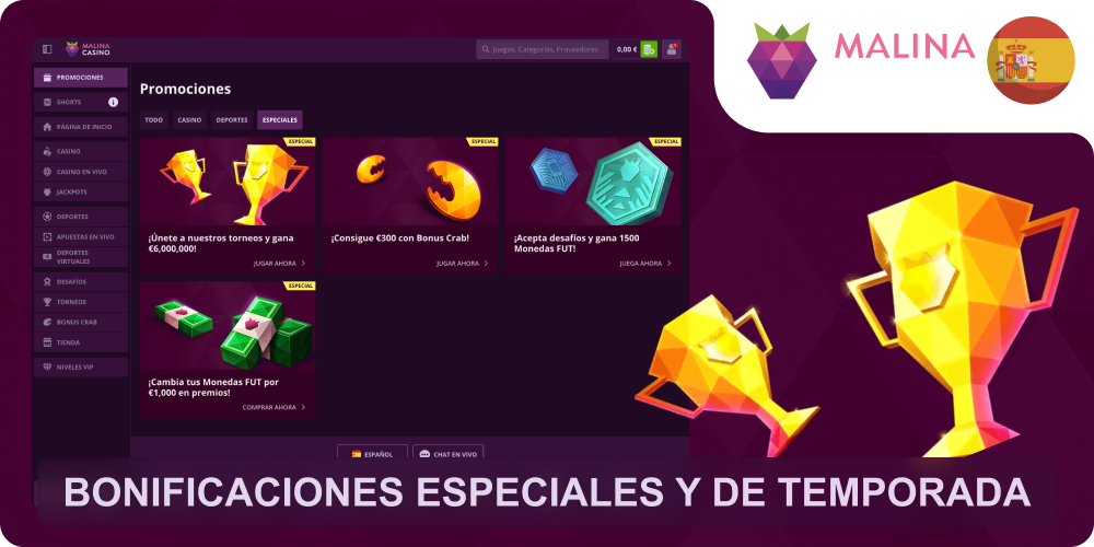 Ofertas estacionales Malina Casino
