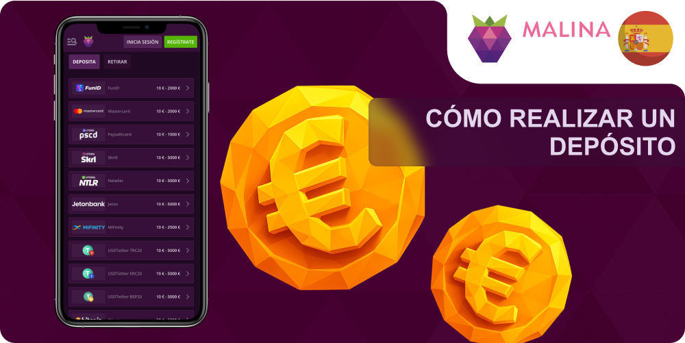 Cómo depositar en Malina Casino