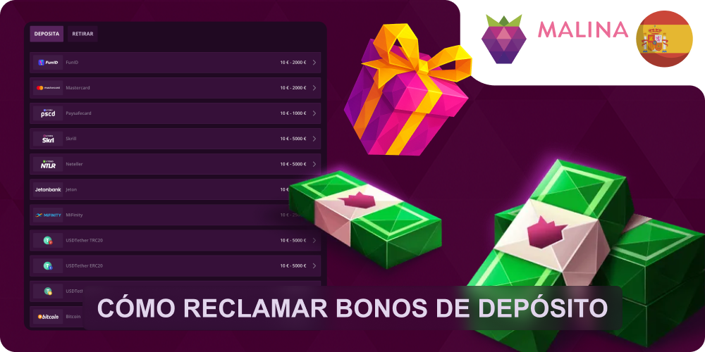 Reclamar bono Malina Casino paso