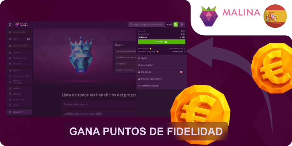 Gana puntos Malina Casino fidelidad