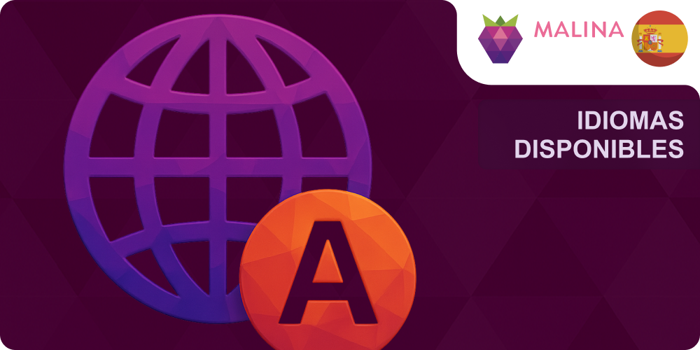 Idiomas en la web Malina Casino