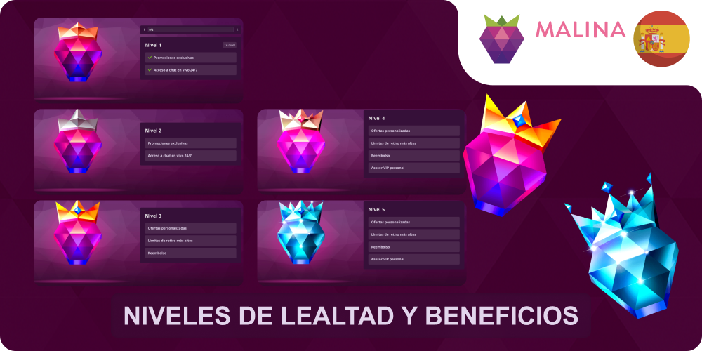 Niveles VIP Malina Casino ventajas
