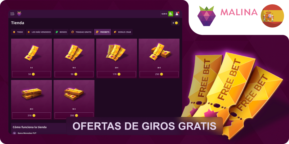 Giros gratis Malina Casino activos