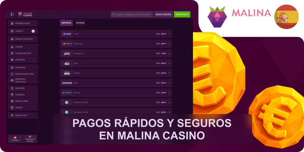 Pagos seguros en Malina Casino
