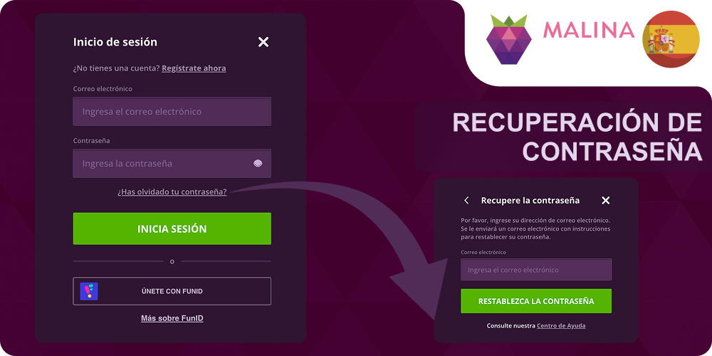 Recuperar contraseña Malina Casino