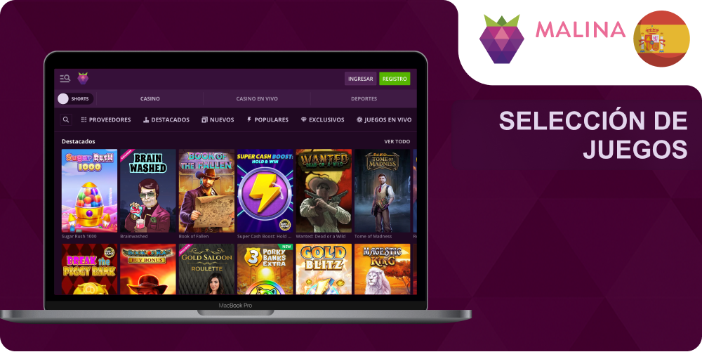 Variedad de juegos Malina Casino