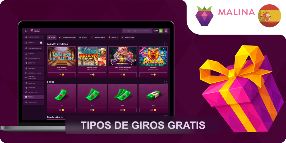 Tipos de tiradas Malina Casino
